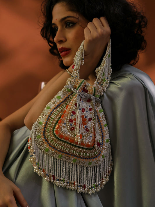 Gulbahar Handcrafted Embellished Potli Bag with Intricate Bead & Sequin Detailing