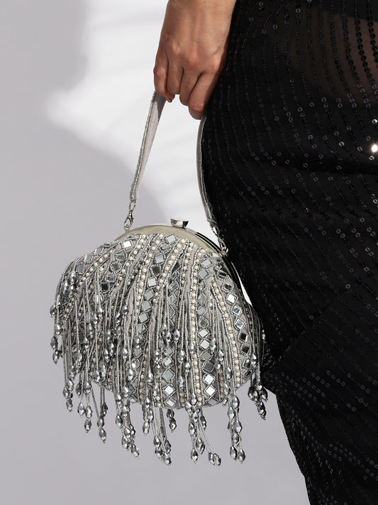 Royal Vintage Embellished Tassel Handbag – Premium Ethnic Party Clutch