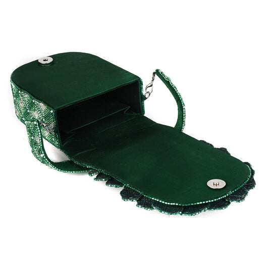 Goddess Handcrafted Beaded Floral Flap Bag