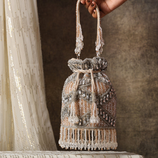 Lustre Luxe Handcrafted Embellished Potli Bag with Intricate Beadwork