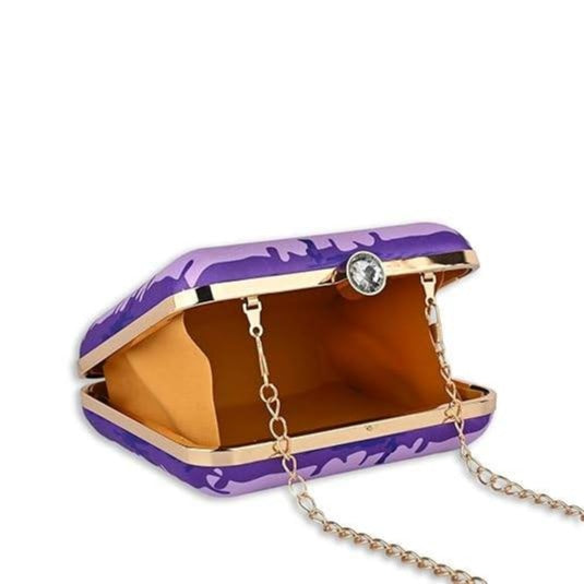 Creative Chaos Women's Designer Clutch Bag – Quirky Printed Box Purse with Detachable Sling | Trendy Party Handbag for Girls & Women