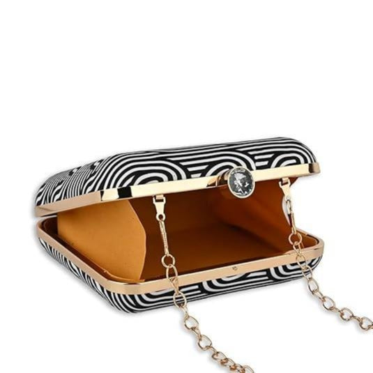 Bold Vibes Women's Designer Clutch Bag – Quirky Printed Box Purse with Detachable Sling | Trendy Party Handbag for Girls & Women