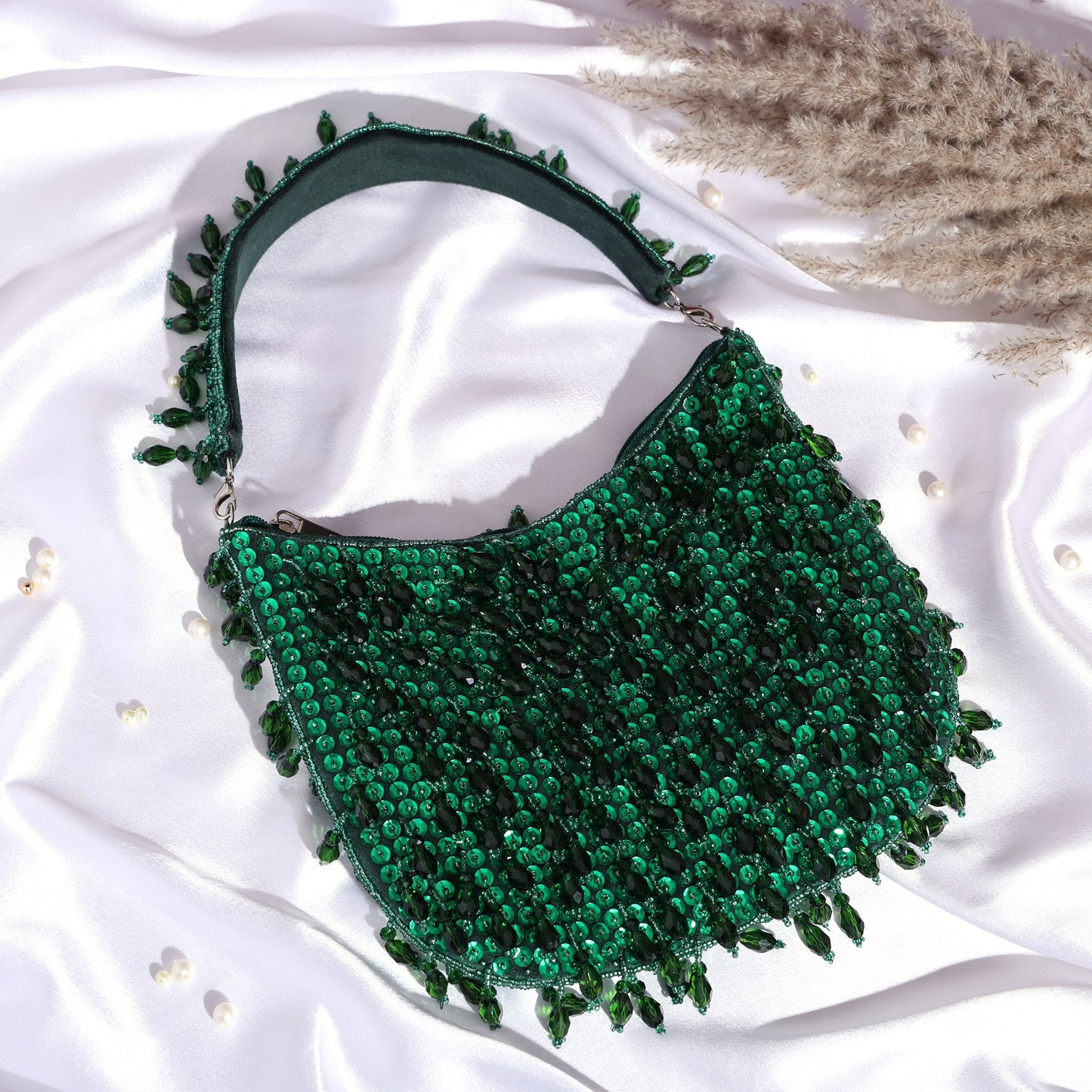 Forest Spark Sequin Zipper Clutch Bag– Handcrafted Sequin Sling