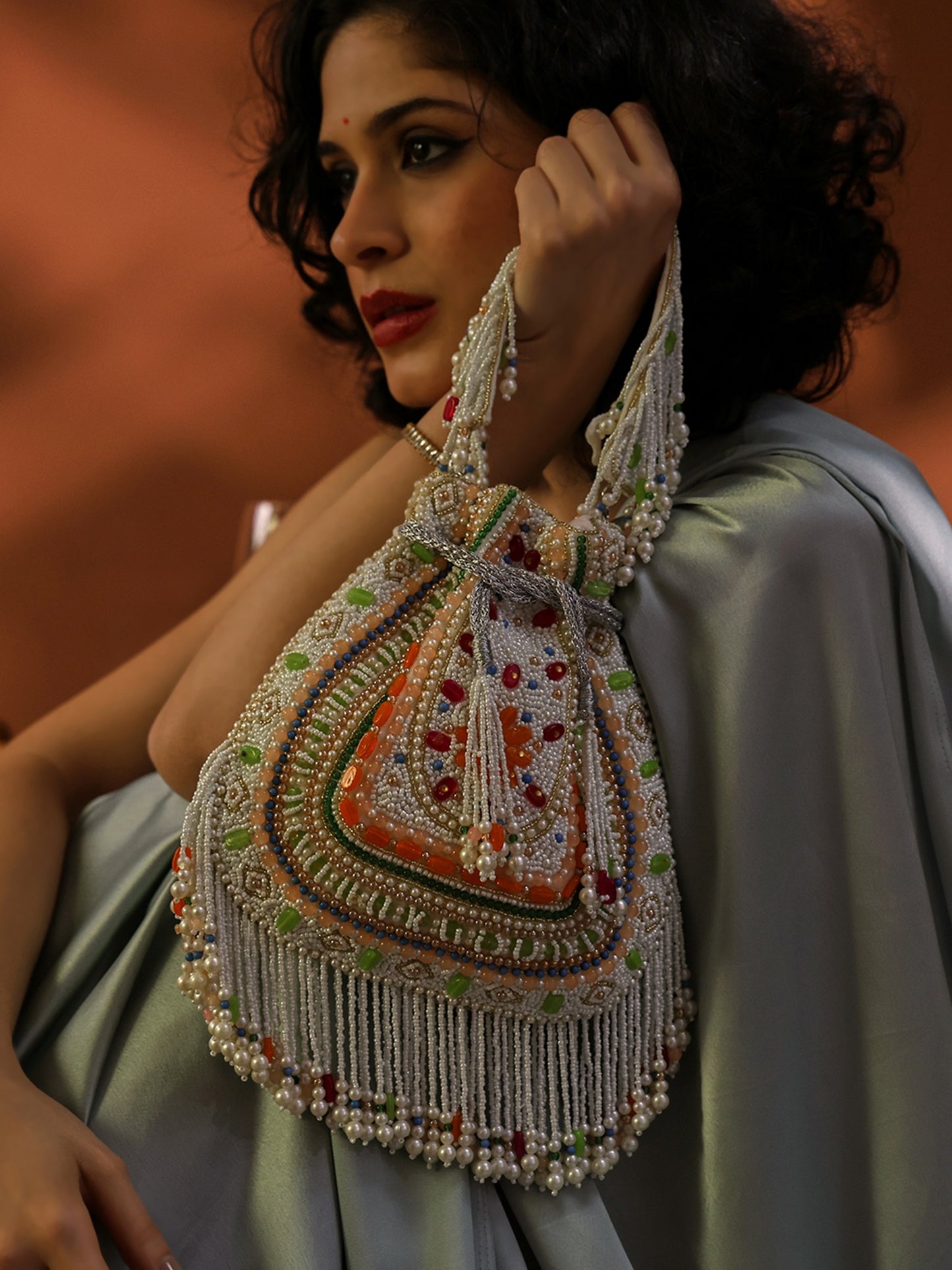 Gulbahar Handcrafted Embellished Potli Bag with Intricate Bead & Sequin Detailing
