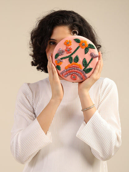 Blooming Spectrum Clutch Purse for Women Floral Embroidered Evening Clutches Handbags Crossbody Bag for Wedding Cocktail Prom Elegance Charm