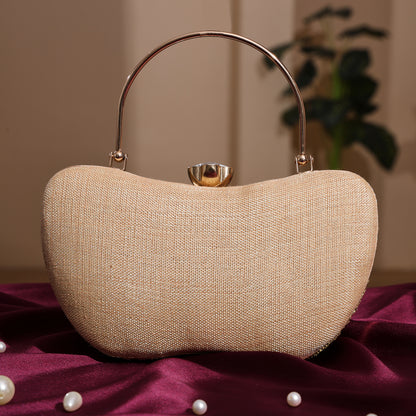 Luxury Midnight Spark Golden Embellished Party Clutch with Crystal Lock & Chain Strap
