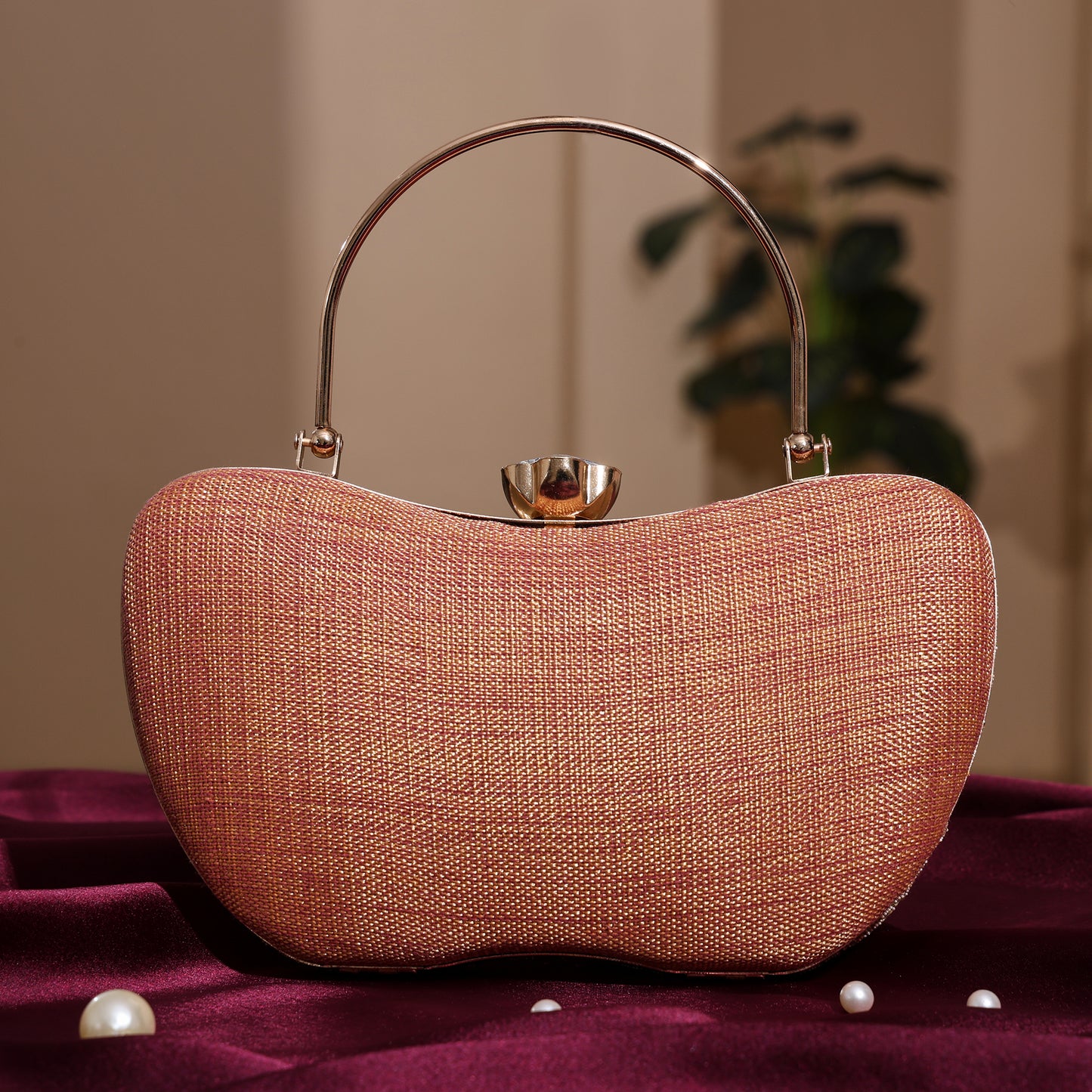 Luxury Midnight Spark Rose Gold Embellished Party Clutch with Crystal Lock & Chain Strap