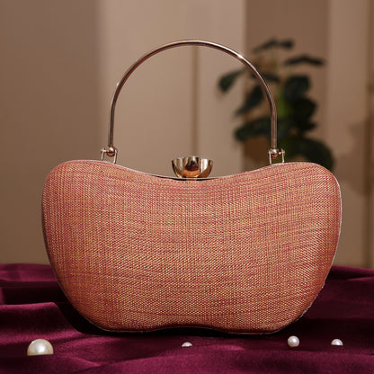 Luxury Midnight Spark Rose Gold Embellished Party Clutch with Crystal Lock & Chain Strap