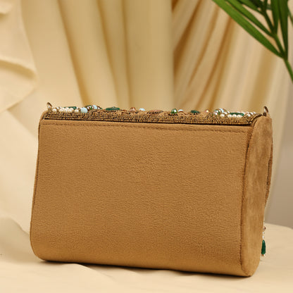 Women Beaded Flap Bag with Fringed Detailing and Chain Strap