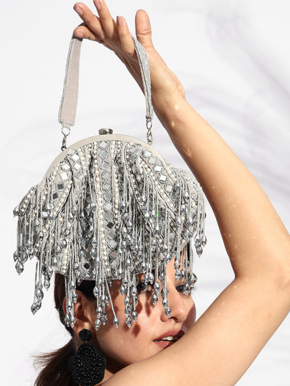 Royal Vintage Embellished Tassel Handbag – Premium Ethnic Party Clutch