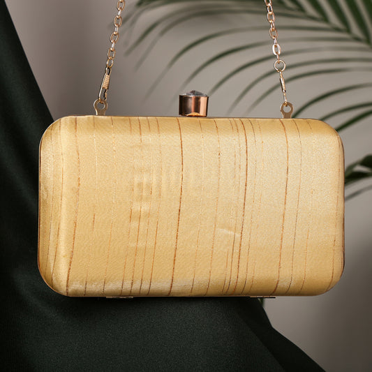 Eterna Chic Elegant Striped Box Clutch with Detachable Chain Strap