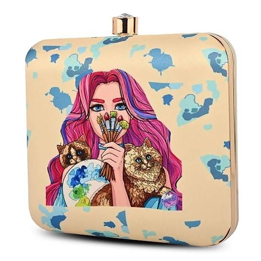 Purrfect Muse Quirky Printed Clutch Bag for Women - Convertible Detachable Sling Purse, Cute Party Handbag for Girls & Women
