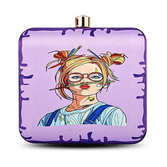 Creative Chaos Women's Designer Clutch Bag – Quirky Printed Box Purse with Detachable Sling | Trendy Party Handbag for Girls & Women
