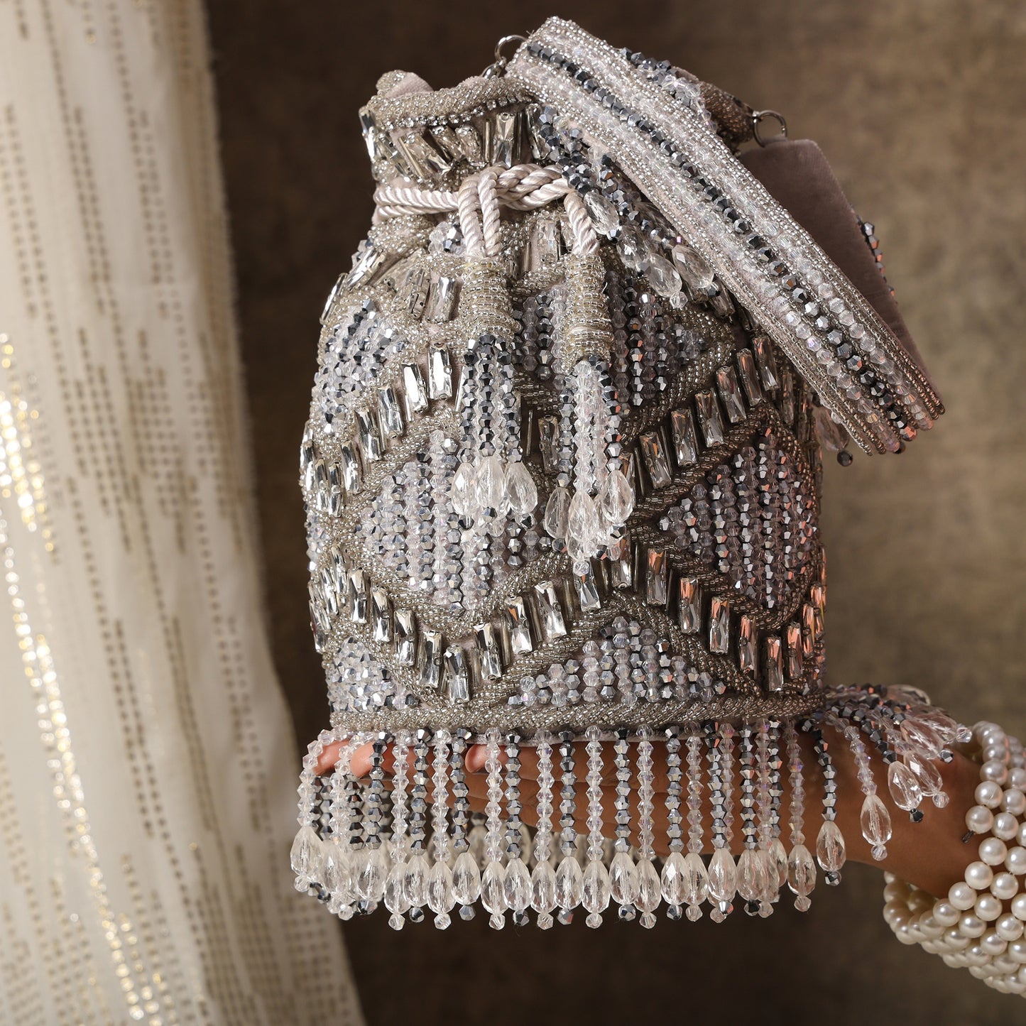 Lustre Luxe Handcrafted Embellished Potli Bag with Intricate Beadwork