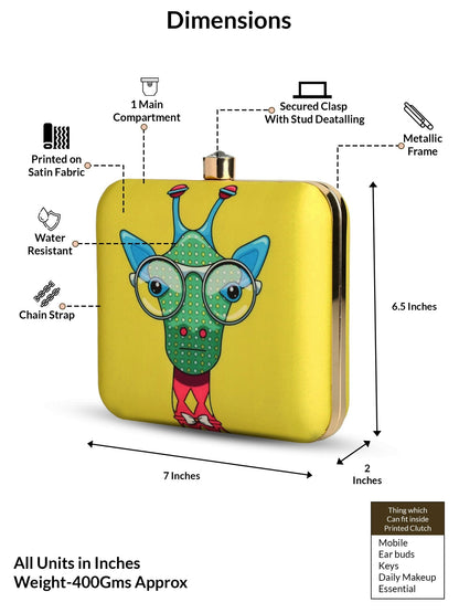 Hello Yellow – Funky Giraffe Pop Art Clutch for the Quirky You