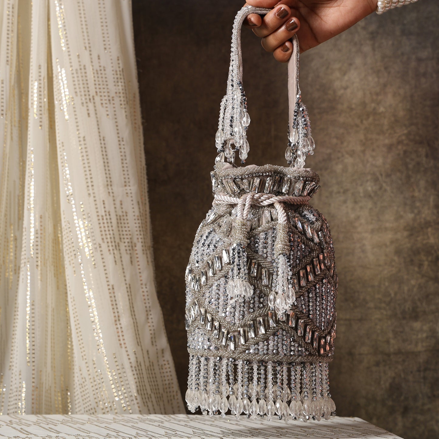 Lustre Luxe Handcrafted Embellished Potli Bag with Intricate Beadwork