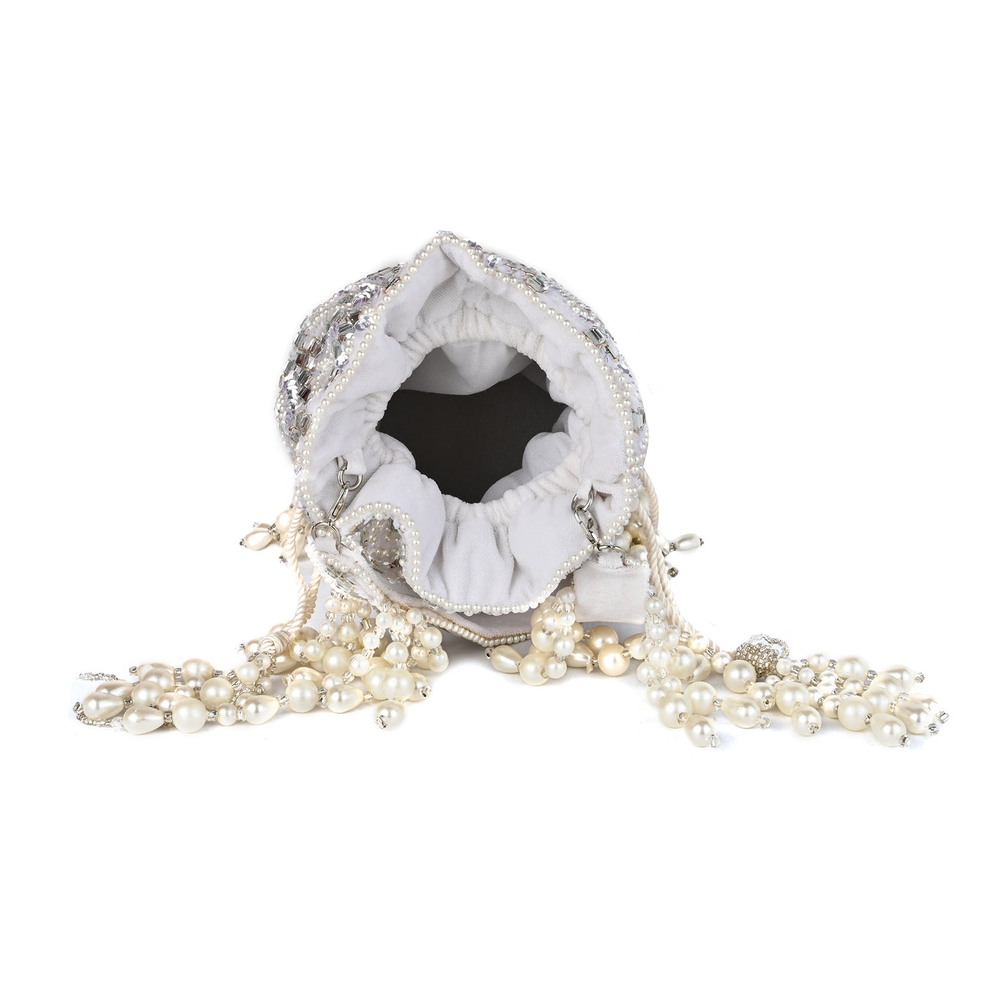 Motiya Potli Exquisite Hand-Embellished Potli Bag with Intricate Bead & Mirror Detailing