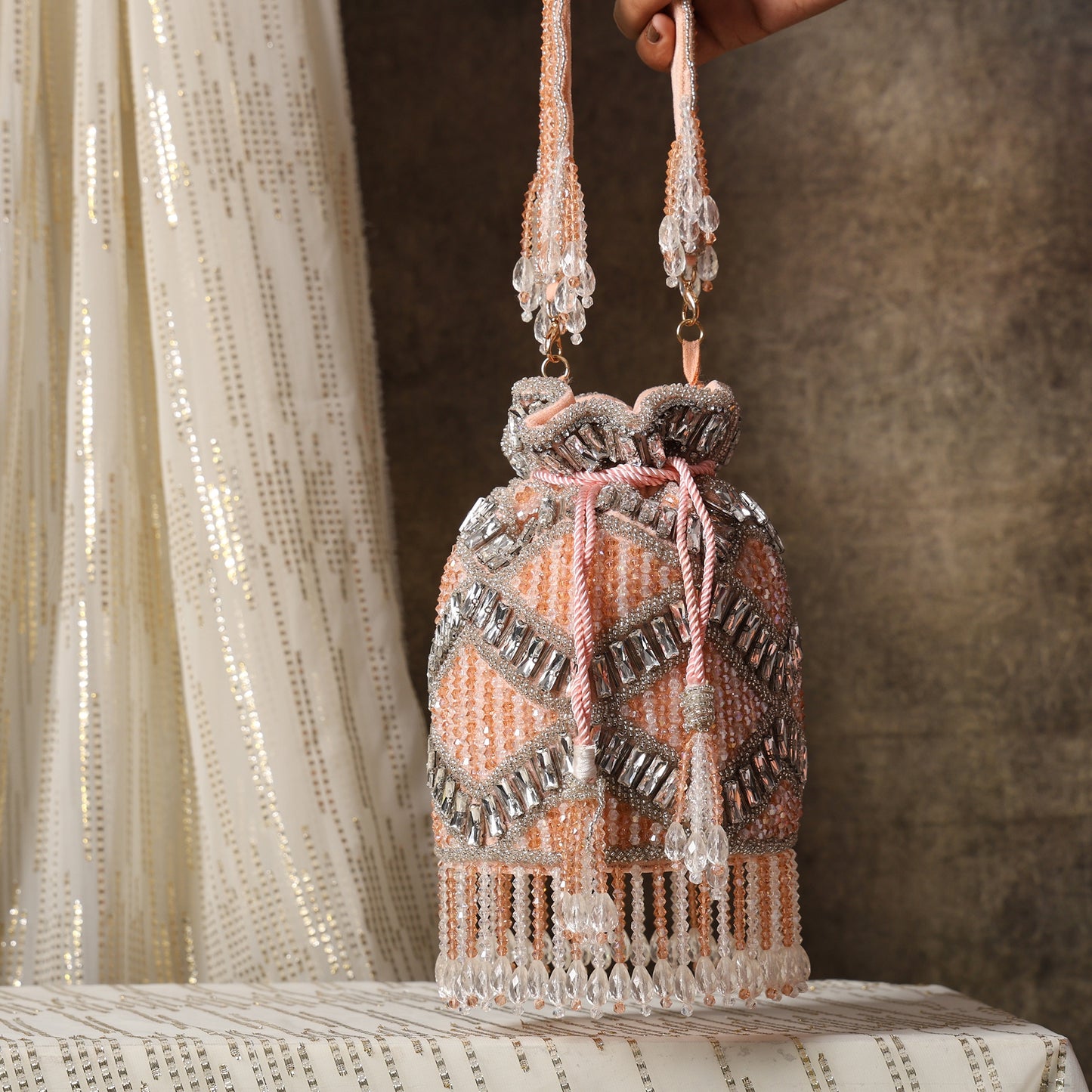 Lustre Luxe Handcrafted Embellished Potli Bag with Intricate Beadwork