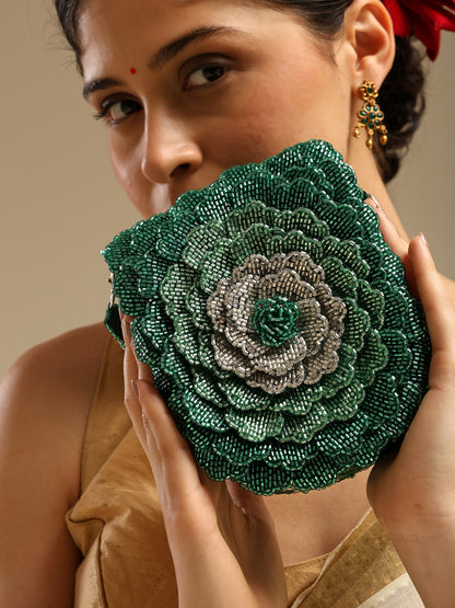 Goddess Handcrafted Beaded Floral Flap Bag