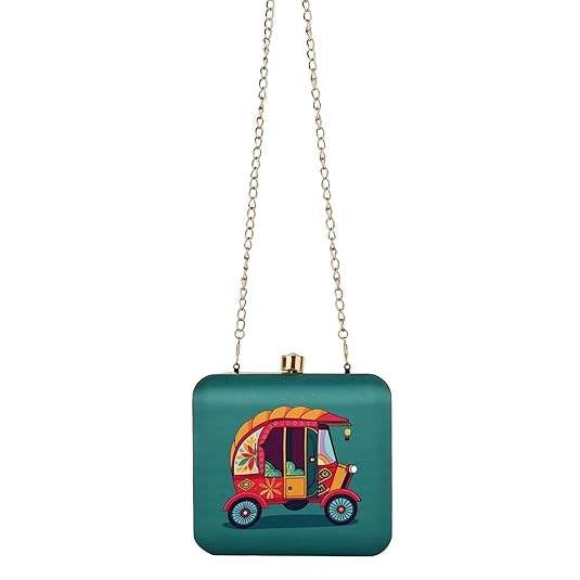 Desi Ride Clutch for Women – Indian Auto Rickshaw Print Sling Bag | Funky Ethnic Handbag for Parties, Gifting & Festive Looks