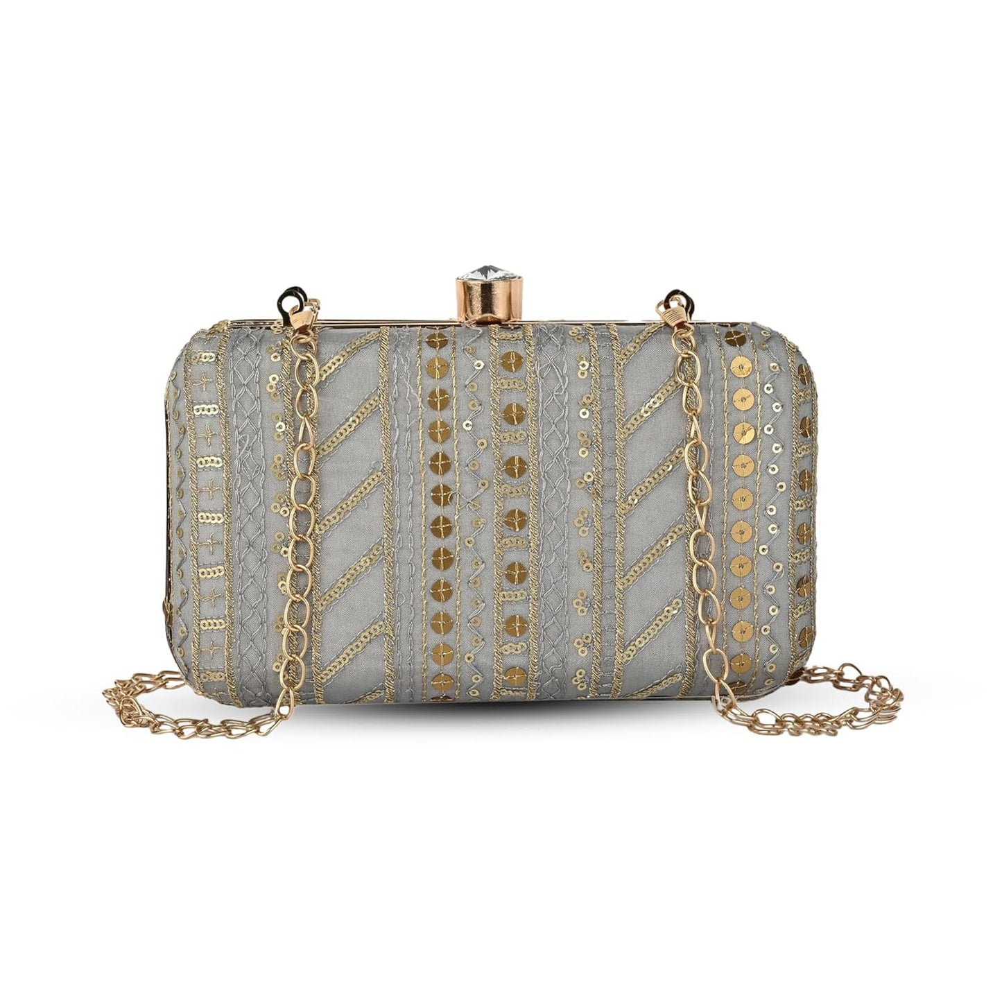 Sitara Clutch Elegant Embellished Evening Clutch with Detachable Chain