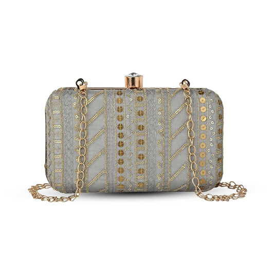 Sitara Clutch Elegant Embellished Evening Clutch with Detachable Chain
