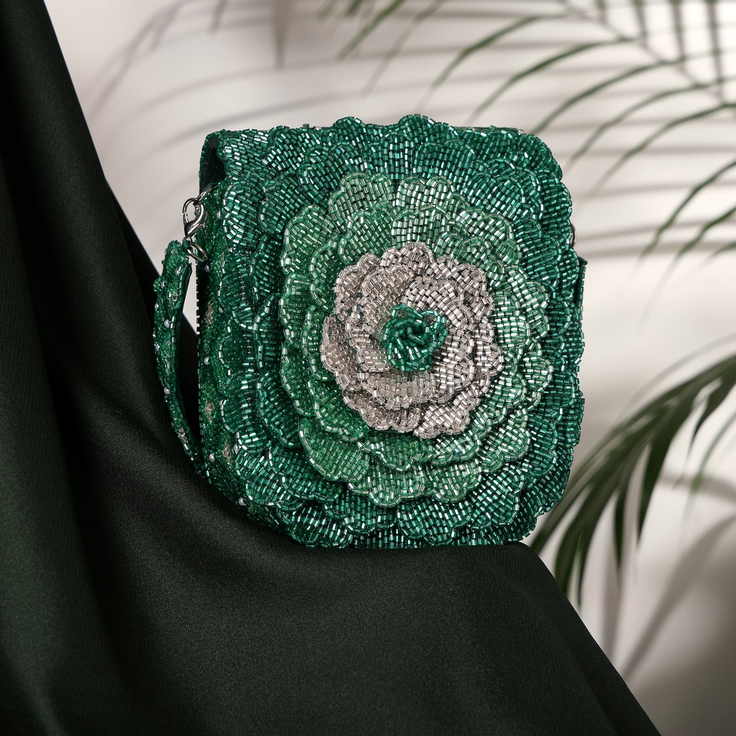 Goddess Handcrafted Beaded Floral Flap Bag