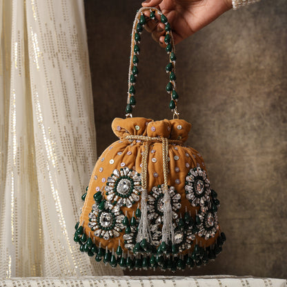 MYBWO Embroidered Potli Bag for Women | Ethnic Party Wedding Potli | Bridal & Festive Handbag