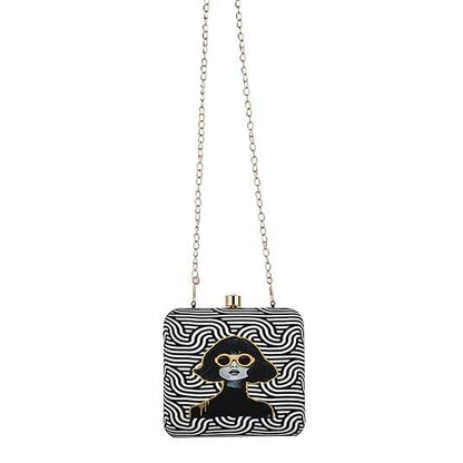 Bold Vibes Women's Designer Clutch Bag – Quirky Printed Box Purse with Detachable Sling | Trendy Party Handbag for Girls & Women