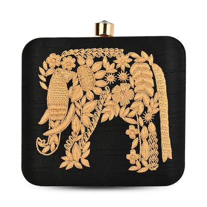 Elephant Whisper Women's Evening Clutch Ladies Party Wedding Round Purse Bag
