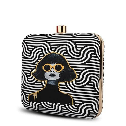 Bold Vibes Women's Designer Clutch Bag – Quirky Printed Box Purse with Detachable Sling | Trendy Party Handbag for Girls & Women