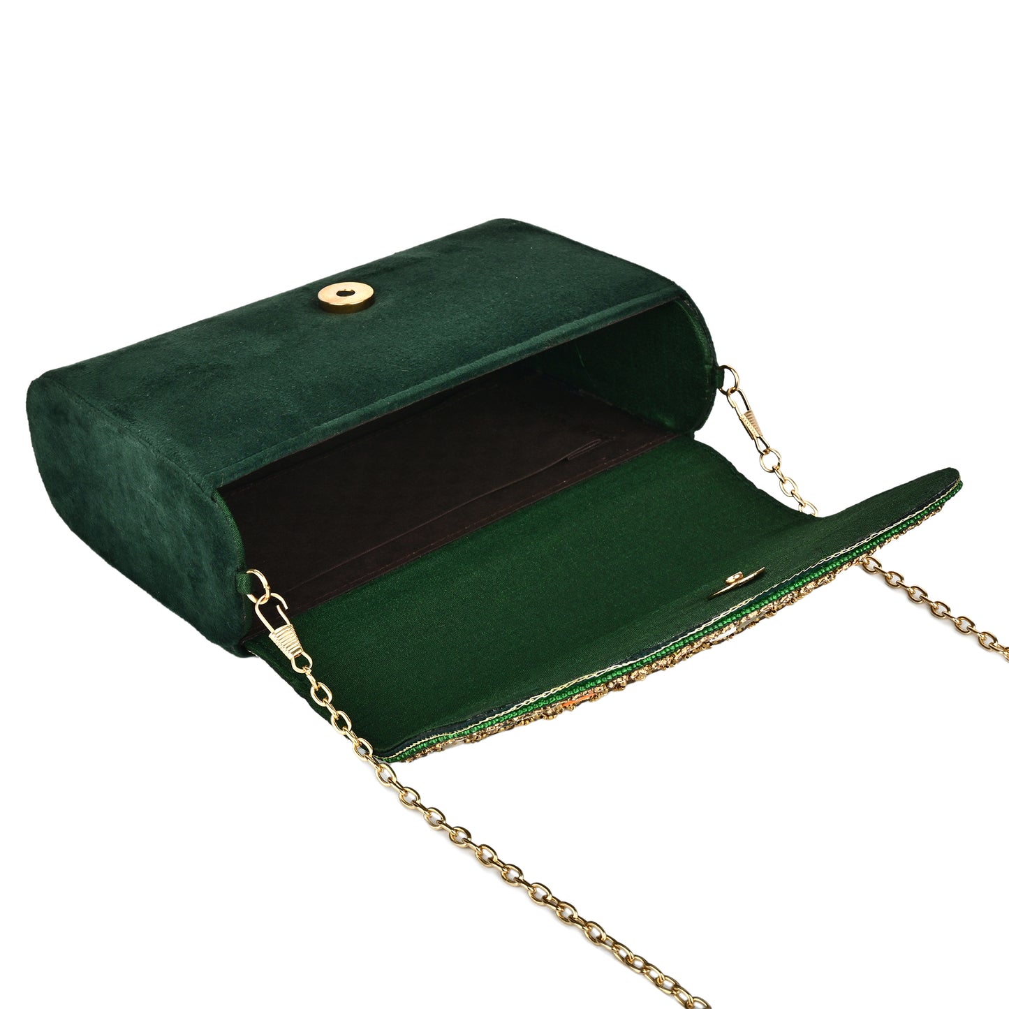 Women Embellished Mini Flap Bag with Bead and Stone Detailing