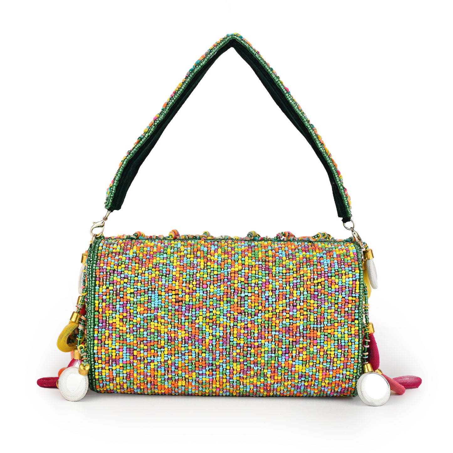 Banjara Beats – Multicolor Handcrafted Flap Bag | Boho-Chic Embellished Clutch with Fabric Drops & Beaded Handle