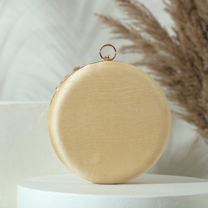 Flora Charm Clutch Purse for Women Floral Embroidered Evening Clutches Handbags Crossbody Bag for Wedding Round Purse Bag