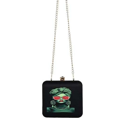 Tropical Diva Women's Designer Clutch Bag – Quirky Printed Box Purse with Detachable Sling | Trendy Party Handbag for Girls & Women
