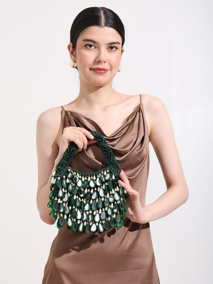 Chandni Luxury Beaded Flap Bag with Decorative Teardrops