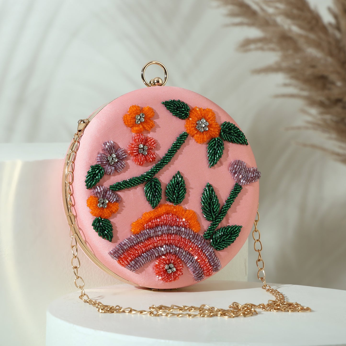 Blooming Spectrum Clutch Purse for Women Floral Embroidered Evening Clutches Handbags Crossbody Bag for Wedding Cocktail Prom Elegance Charm