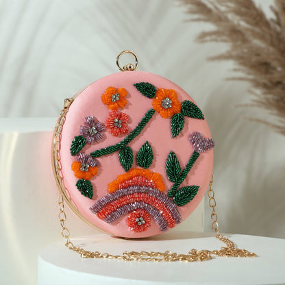 Blooming Spectrum Clutch Purse for Women Floral Embroidered Evening Clutches Handbags Crossbody Bag for Wedding Cocktail Prom Elegance Charm