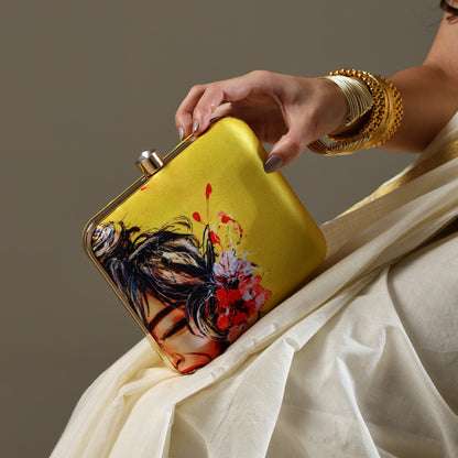 Zehar Laughter – Vibrant Yellow Clutch with Artistic Joy