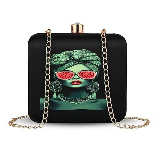 Tropical Diva Women's Designer Clutch Bag – Quirky Printed Box Purse with Detachable Sling | Trendy Party Handbag for Girls & Women