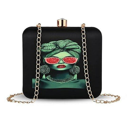 Tropical Diva Women's Designer Clutch Bag – Quirky Printed Box Purse with Detachable Sling | Trendy Party Handbag for Girls & Women