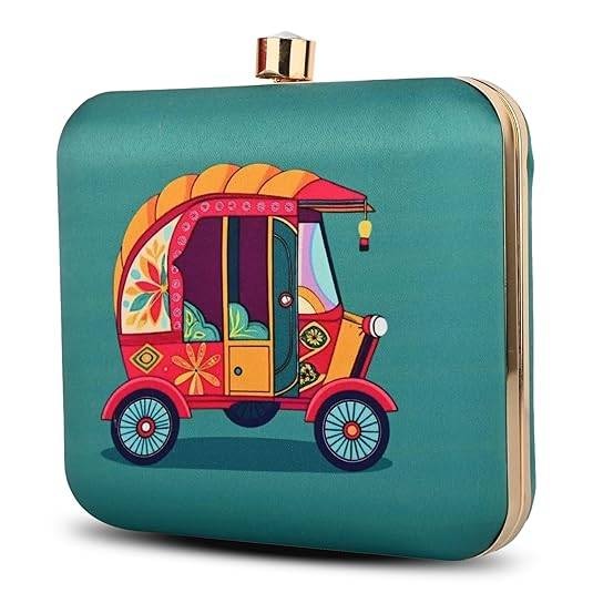 Desi Ride Clutch for Women – Indian Auto Rickshaw Print Sling Bag | Funky Ethnic Handbag for Parties, Gifting & Festive Looks
