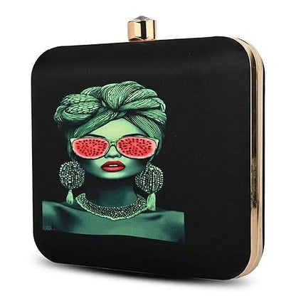 Tropical Diva Women's Designer Clutch Bag – Quirky Printed Box Purse with Detachable Sling | Trendy Party Handbag for Girls & Women