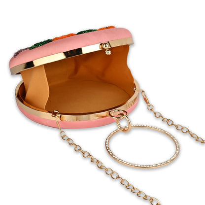 Blooming Spectrum Clutch Purse for Women Floral Embroidered Evening Clutches Handbags Crossbody Bag for Wedding Cocktail Prom Elegance Charm