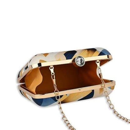 Divine Love Designer Clutch for Women – Radha Krishna Printed Sling Bag | Ethnic Fusion Party Purse | Artistic Hardcase Handbag