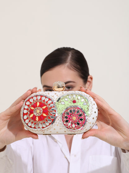 Mirage Bloom Women's Handcrafted Embroidered Clutch Purse
