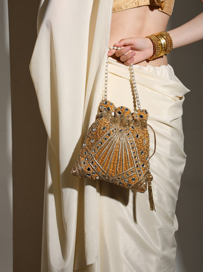 Aarohi – Sparkling Kundan Potli Bag for Women | Bridal Meenakari Clutch | Wedding & Festive Party Purse