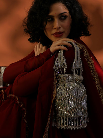 Lustre Luxe Handcrafted Embellished Potli Bag with Intricate Beadwork