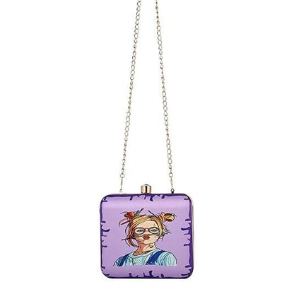 Creative Chaos Women's Designer Clutch Bag – Quirky Printed Box Purse with Detachable Sling | Trendy Party Handbag for Girls & Women