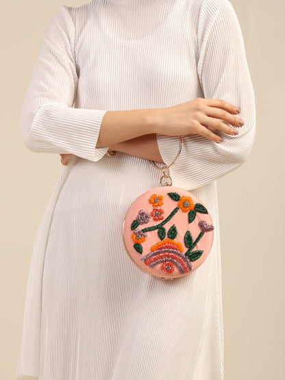 Blooming Spectrum Clutch Purse for Women Floral Embroidered Evening Clutches Handbags Crossbody Bag for Wedding Cocktail Prom Elegance Charm